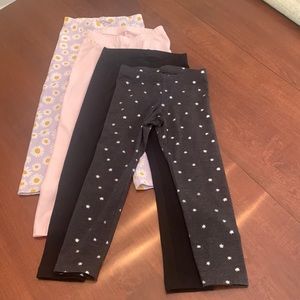 Four leggings. Three Cat & Jack (Size XS (4/5)) and one Old Navy (Size XS (5))